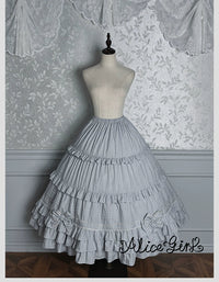 Alice Girl - Duke of Victoria - Classic Lolita SK & Overskirt Set - Gray-Blue Striped SK / XS