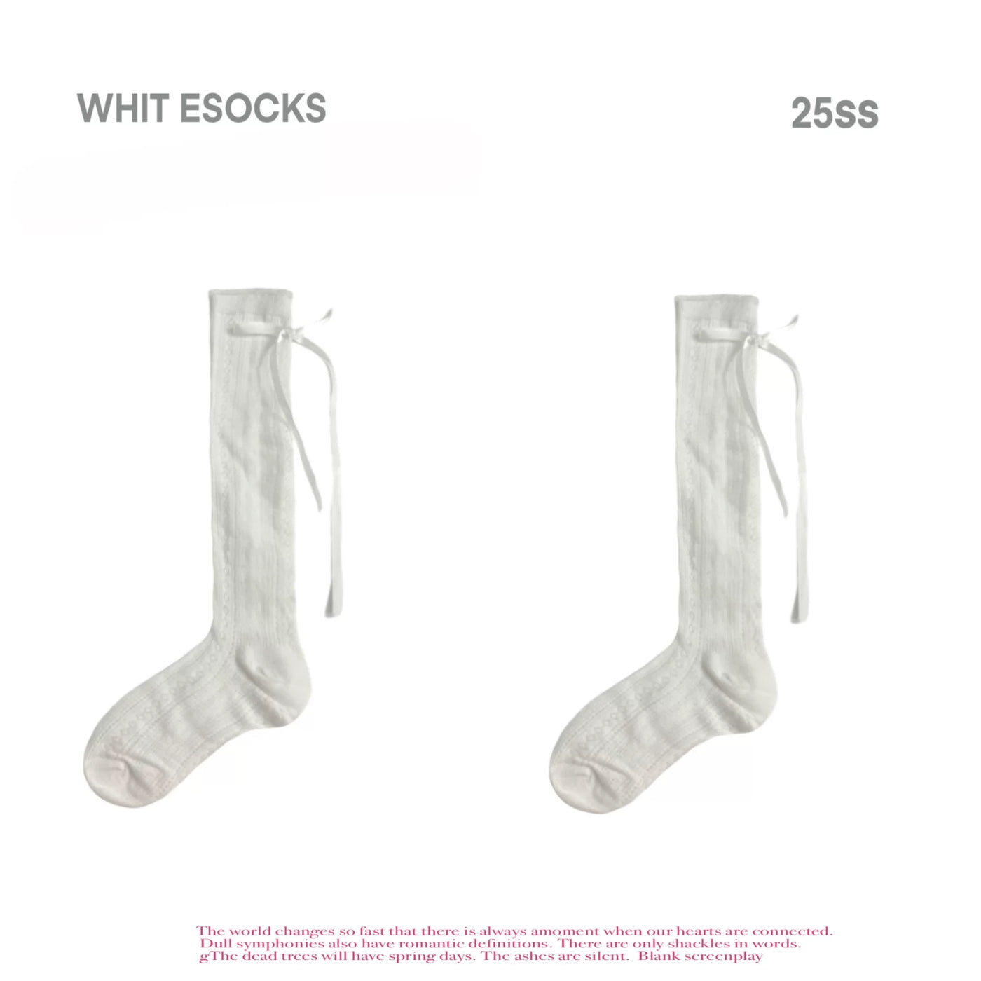 White Socks - Ballet Openwork - Patterned Openwork Mid-Calf Socks