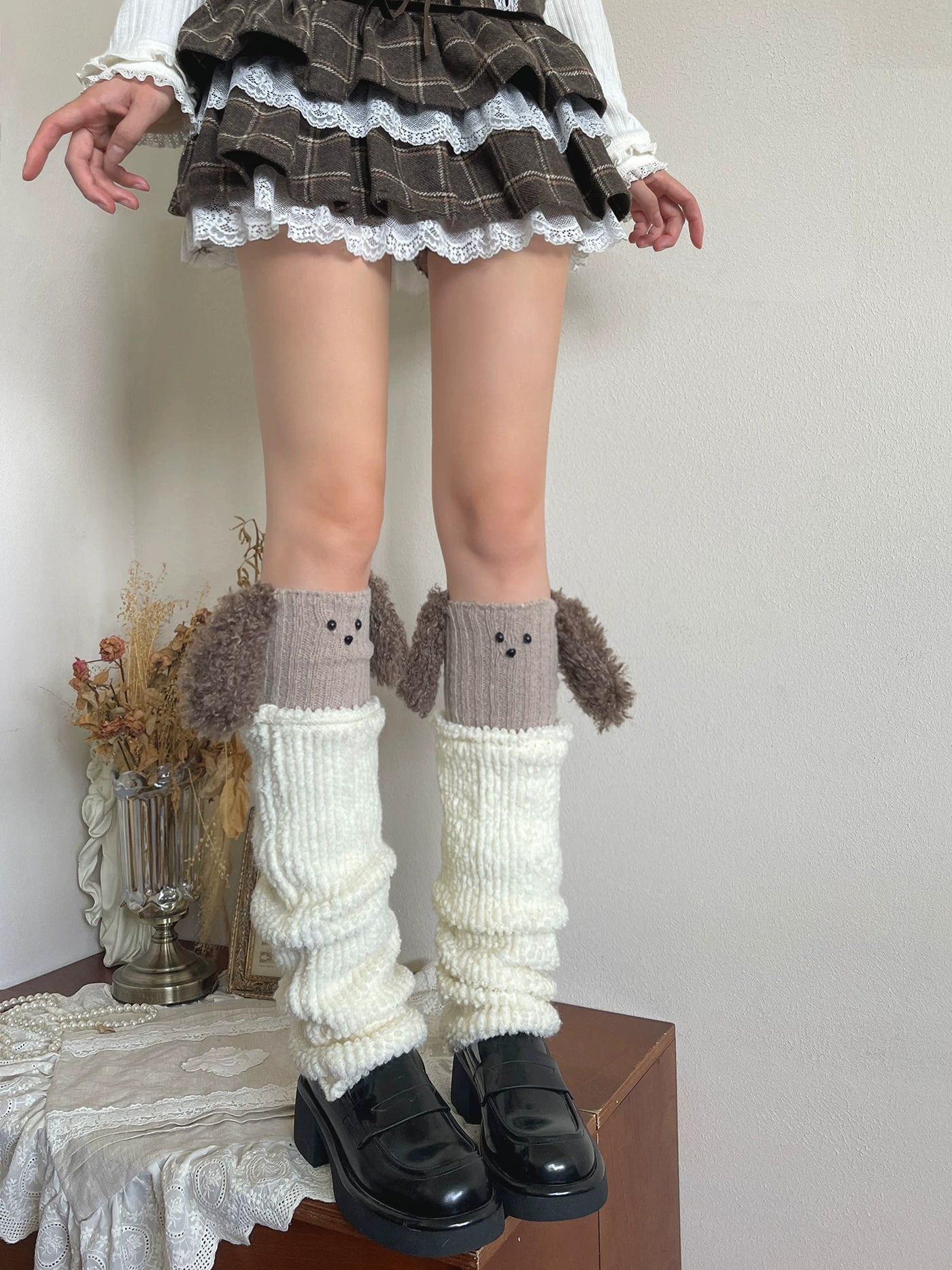 Sock Noble - Cinnamoroll & Teddy - Plush Sock Covers with Wide Stripes and Floppy Ears