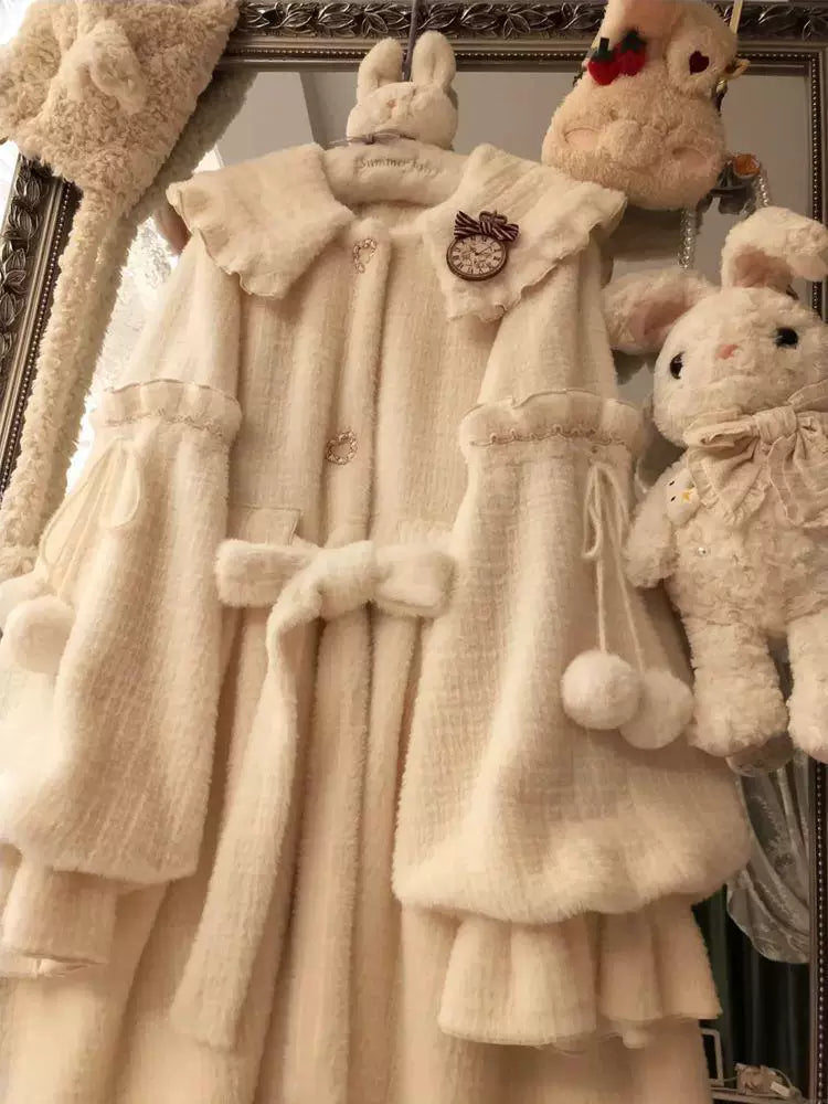 Sweetheart Dream Machine - Winter Sunlight - Fleece-lined winter coat with a rounded collar