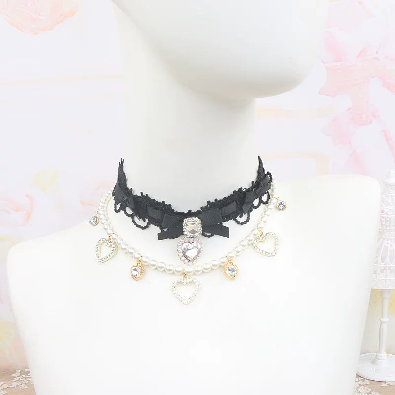 Independent Brand - Heart Pearl Bow - Necklaces, Bracelets and Collars with Heart Charms