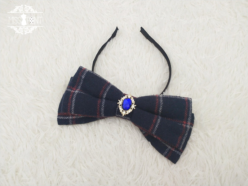 Miss point - Rose Silhouette - Lace Bow KC Lolita Accessories dark cyan plaid KC