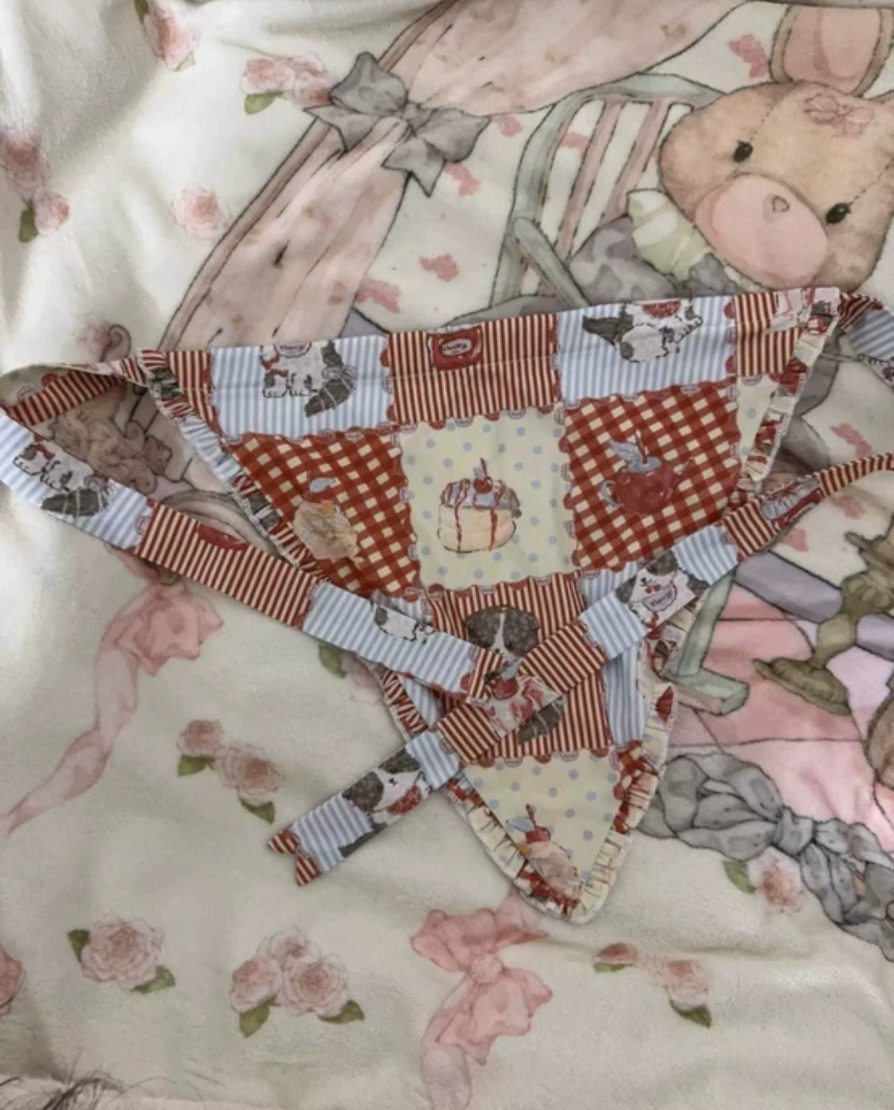 GZYRZ - Border Collie Cherry - Cream Suspender JSK with Cherry and Border Collie Print