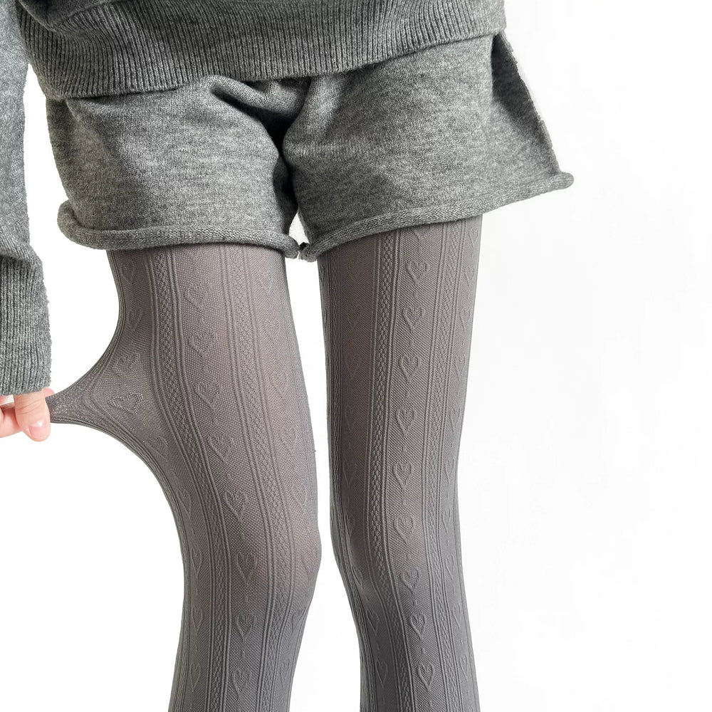 Ivory vertical heart stripe sheer tights