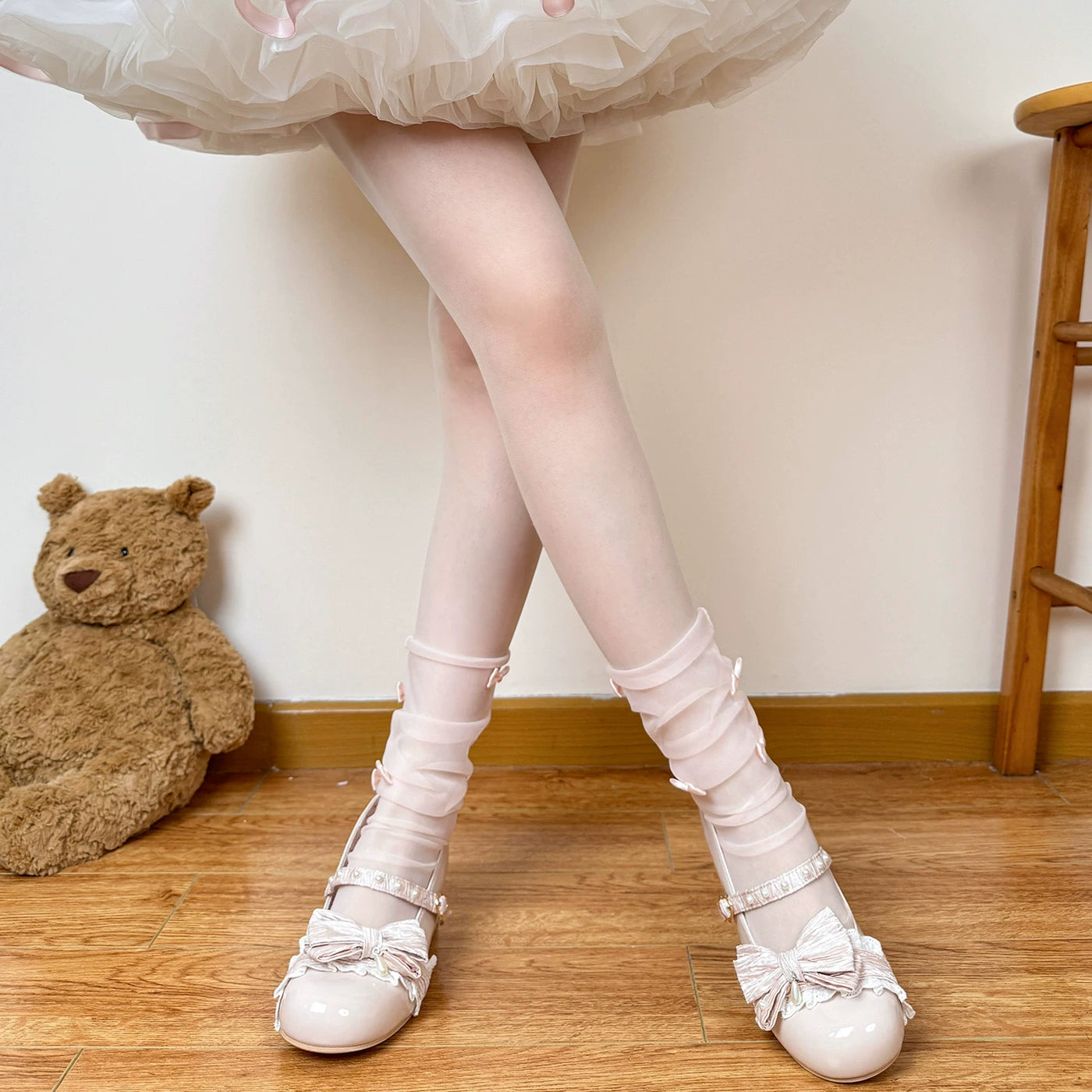 Chubby Bear Tales - Ballet Bow Collection - Mesh socks with varied bow and lace details