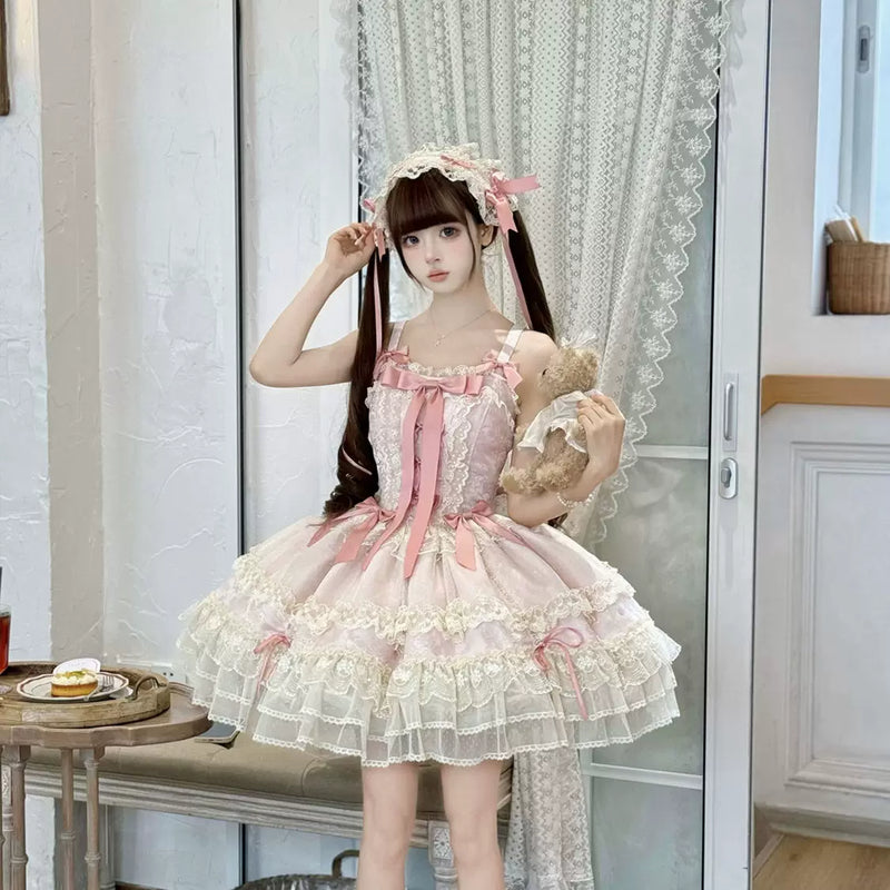 Hanguliang Satin Heart Knot Ballet JSK Dress