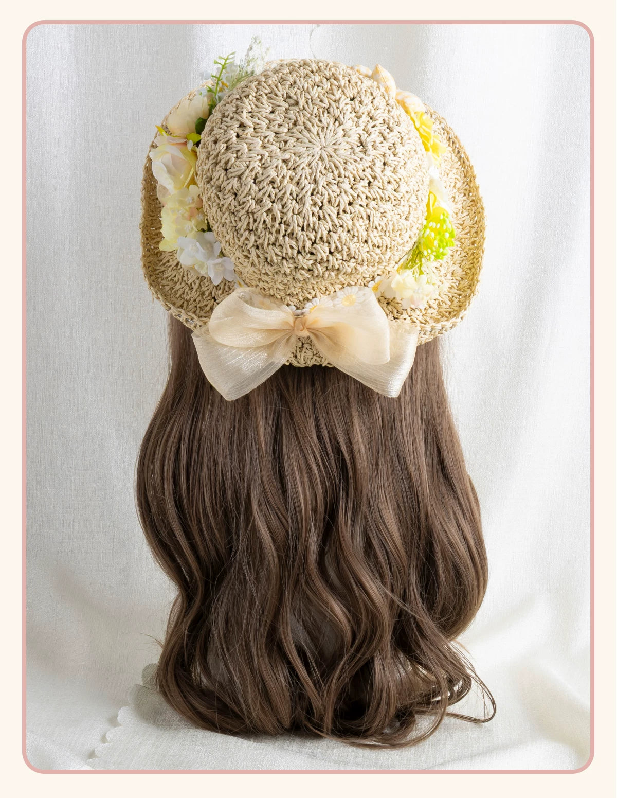 Stardust Rose - Floral Meadow - Woven Straw Sun Hat with Floral Trim