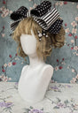 Individual Item / Headbow with Embroidered Piece - Black - White / One Size