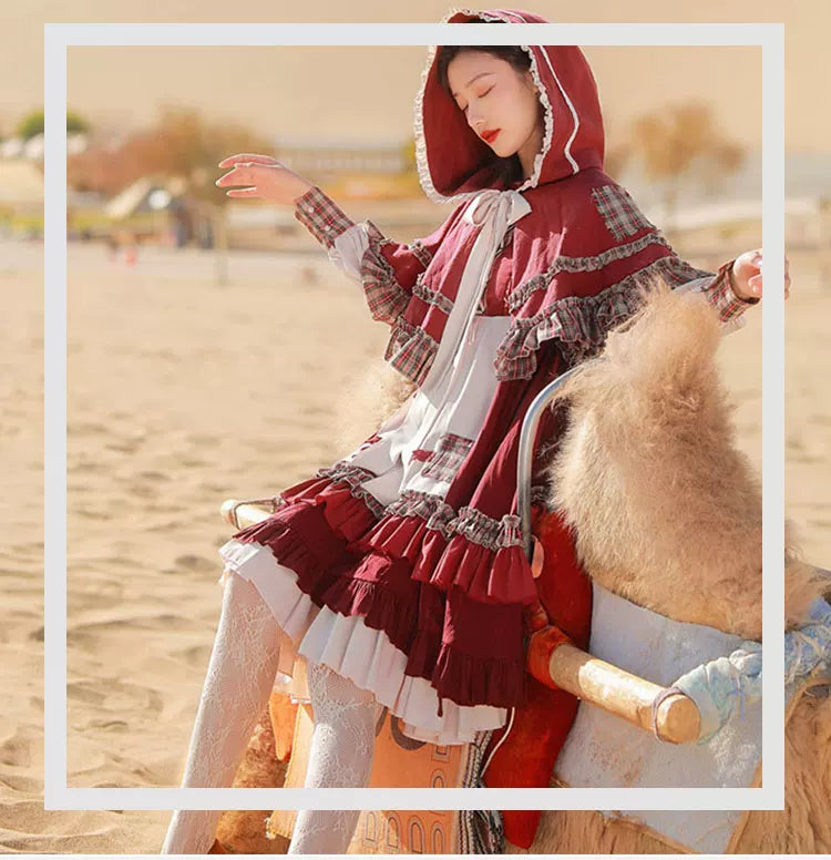 Yueele - Crimson Folk Tale - Plus-Size Lolita Dress and Accessories - detail view 5