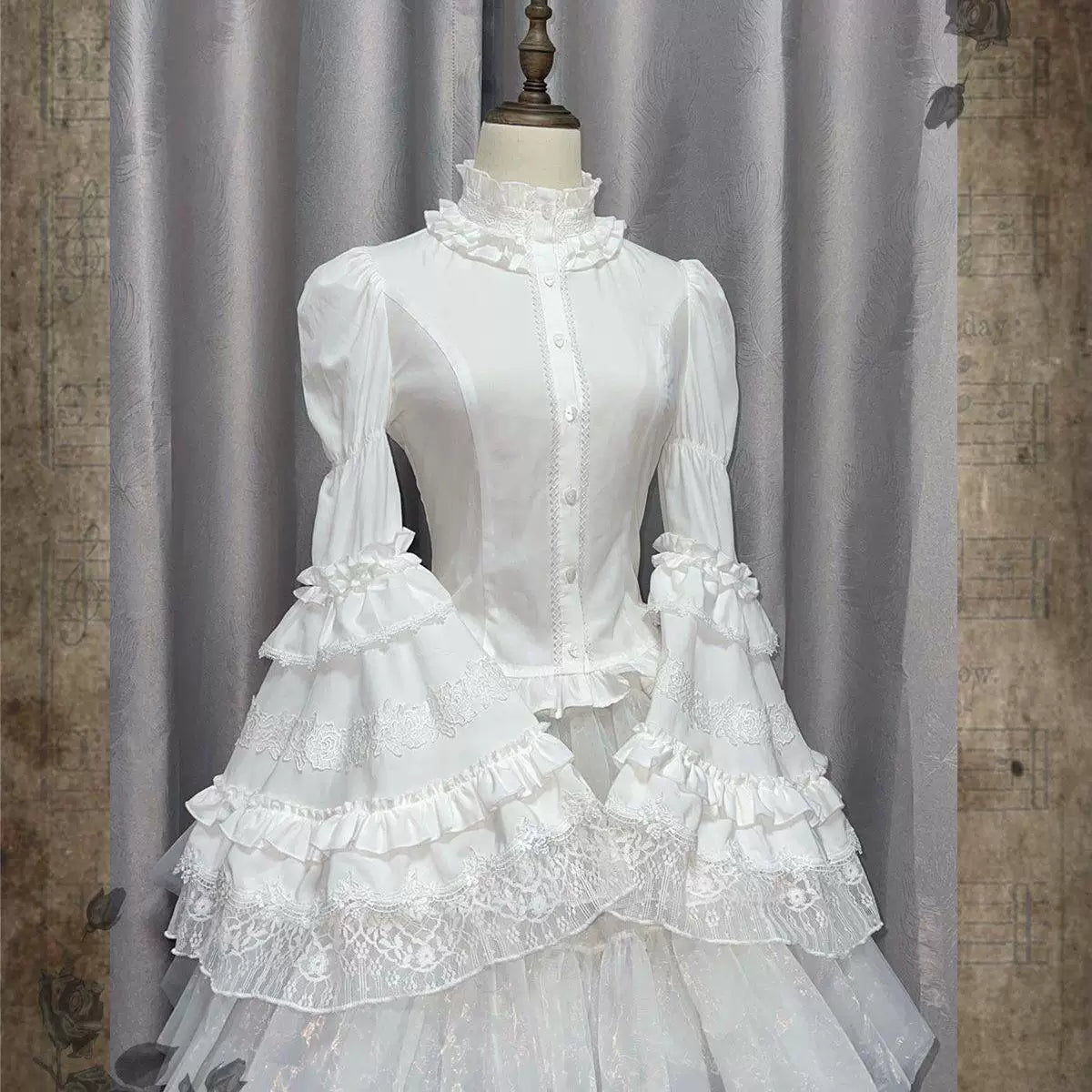 Sweetheart Dream Machine - Lily Lace - Ruffled Blouse with Puff Sleeves