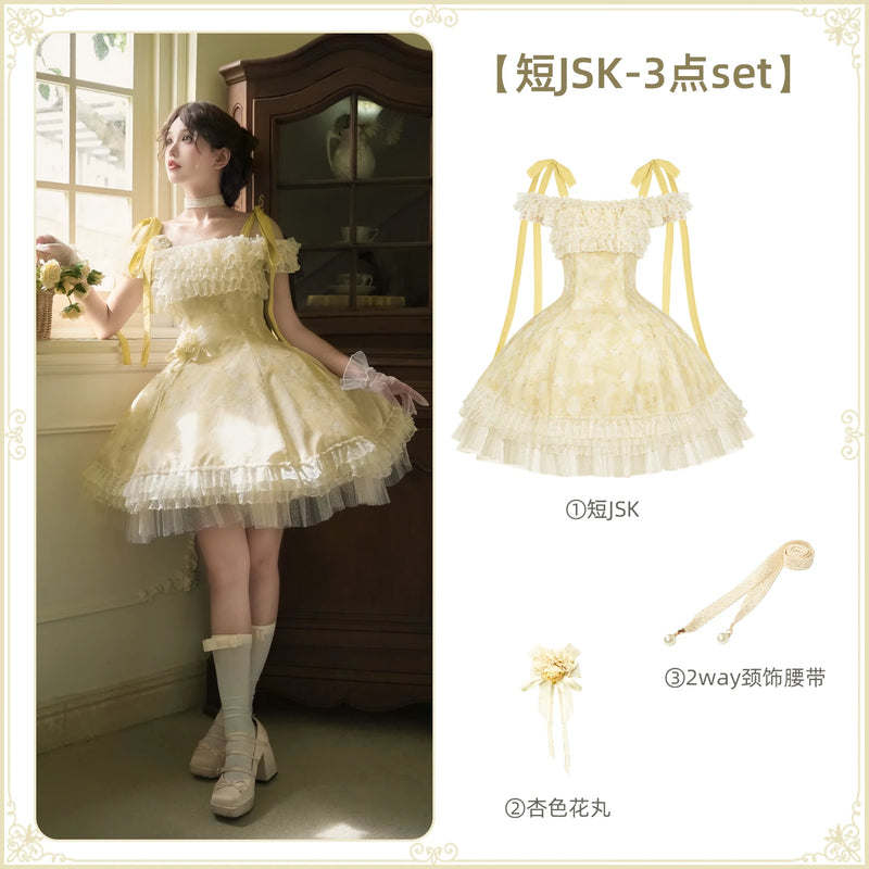 With PUJI - Falling Flowers as a Letter - Lolita Dress Collection, Print & Adjustable Straps detail view 7