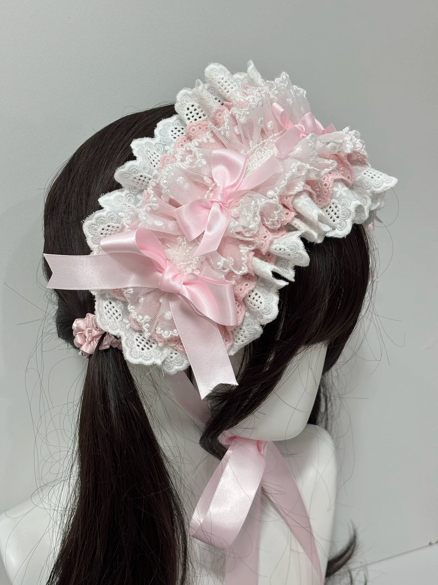 Cat Tart - Christmas Pastels - Headband with Layered Lace and Ribbon Bows