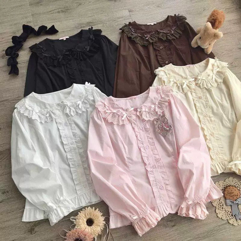 Sweetheart Dream Machine - Doll Ruffle - Long-Sleeve Lolita Blouse with Layered Collar Ruffles