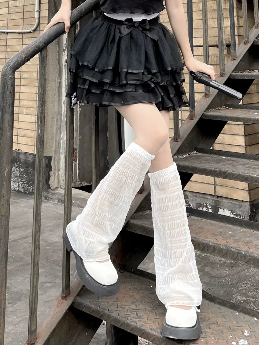 Floral Milk Cat - Summer Gauze - Footless Leg Covers with a Flared Shape