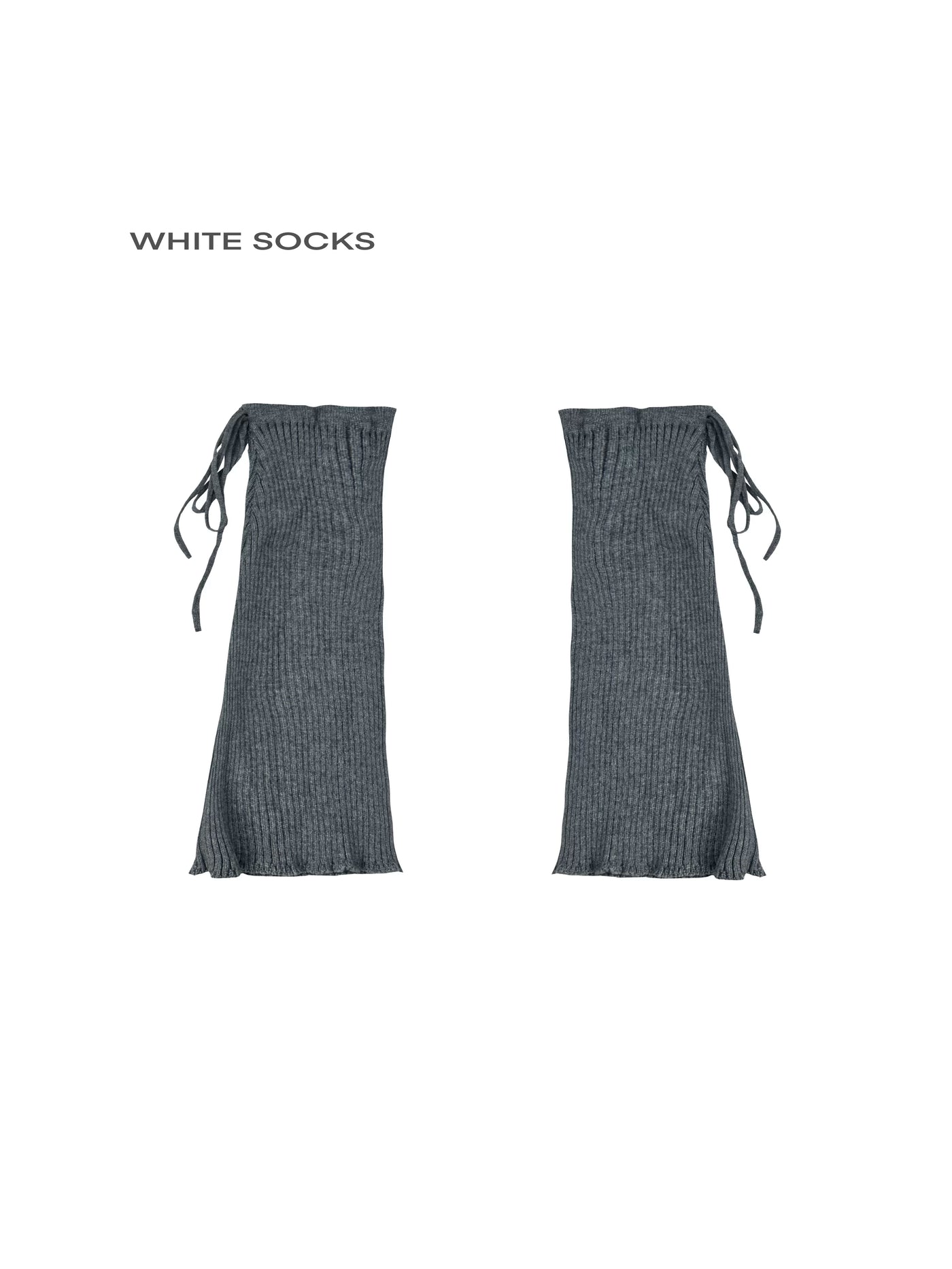 White Socks - Ribbed Contrast Covers - Sock Covers with long tie details
