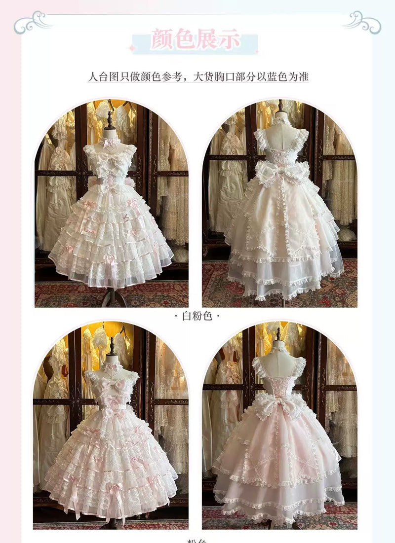PS Original Design - Cherry Snow Love Song - Bridal Lolita JSK Dress Set - detail view 5