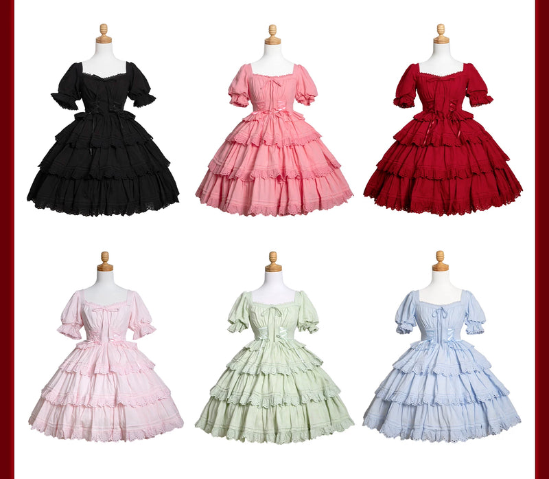 WF - Doll-Sense Solid Lolita Dress - Solid-color cotton Lolita dress