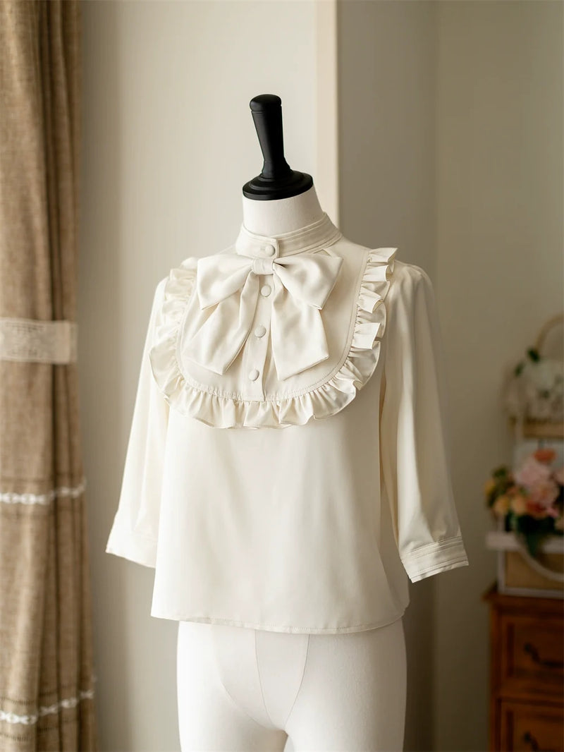 Eternal Echo - Sweet Lolita Skirt Classic Daily Lolita Blouse S Ivory white blouse (pre-order / ship out in 30 days)