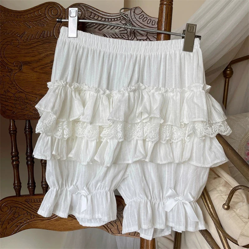 Sugar Girl - Sweet Lolita Cotton Bloomers - Ruffles and Bows Hand Accessory