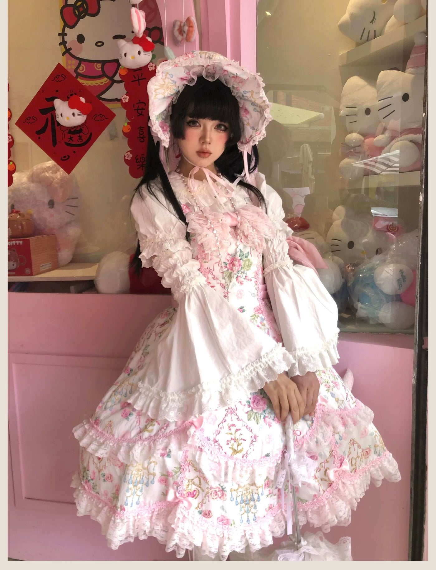TaTaTa Lolita - Spring 2025 - Floral Old School Lolita JSK Dress, Lace Trims