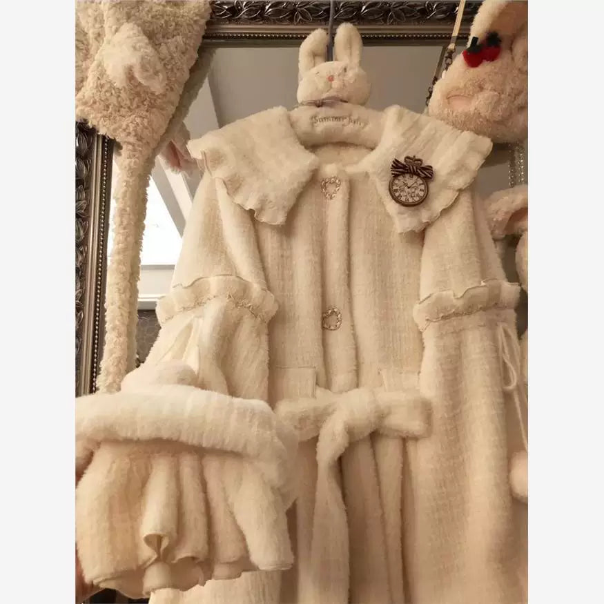 Sweetheart Dream Machine - Winter Sunlight - Fleece-lined winter coat with a rounded collar