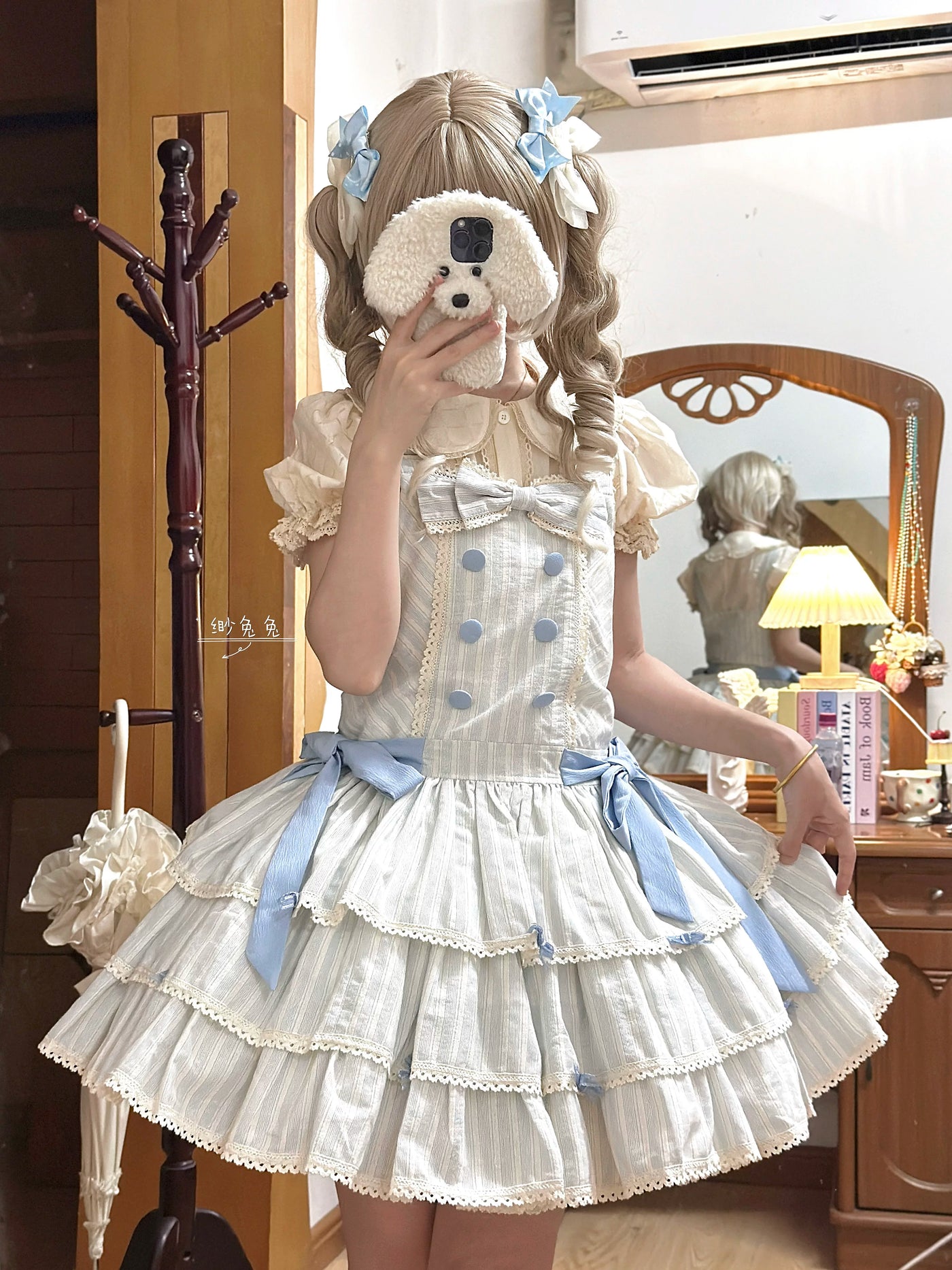 White Tea Story - Mian Mian Bing - Tiered cotton Lolita jumper skirt