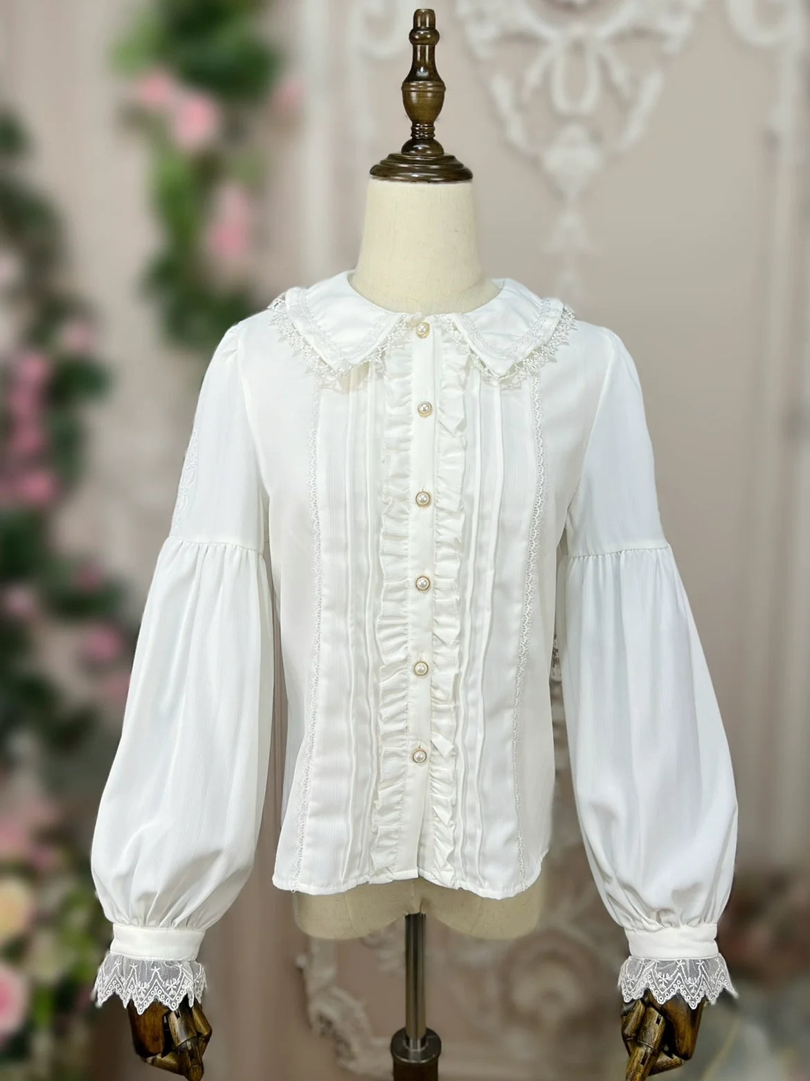 DMFS Lolita - Sweet Lolita Blouse Winter Doll - Collar Shirt Long Sleeve Fit Top Innerwear