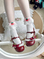 Strawberry with pink bow and openwork lace trim / One Size