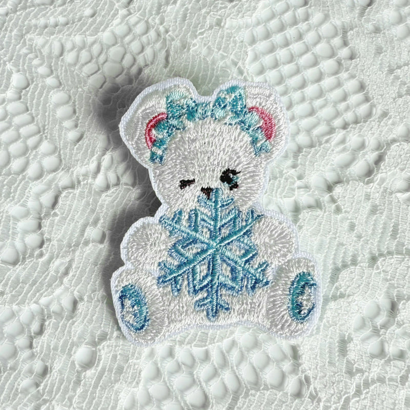 Winter Plush Lolita Headband, Bonnet & Embroidery Options — Bear Embroidery Patch Pin 1