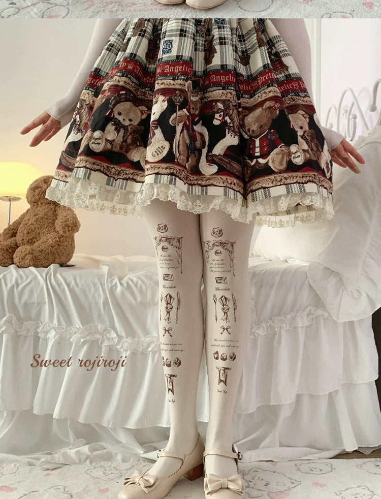Roji Roji - Kawaii Lolita Pantyhose Velvet - Print Stockings Socks