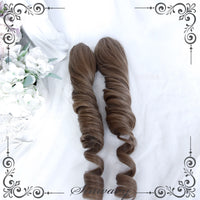 Sinwavy - Oil-Painting Series - Roman-Curl Twin-Ponytail Wig - Flax Brown – Long Curly Hair + Ponytail Set