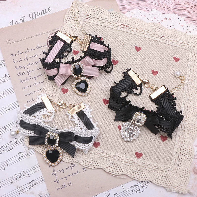 Independent Brand - Heart Pearl Bow - Necklaces, Bracelets and Collars with Heart Charms