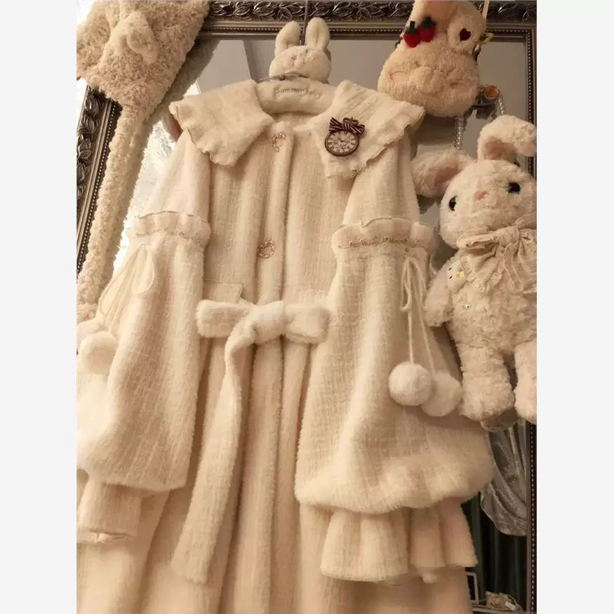 Sweetheart Dream Machine - Winter Sunlight - Fleece-lined winter coat with a rounded collar