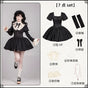 Short 7-piece set (OP + beige false collar + beige mini sleeves + sleeve attachments + bow + pearl necklace + custom necklace) - In stock / S