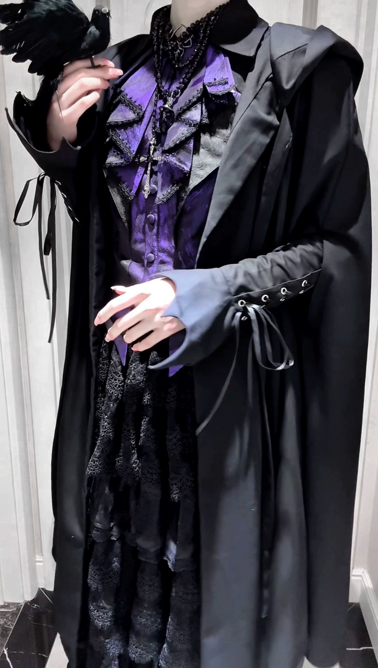 Spot Page Night Raid Cloak Acorn Lolita Original Design Black Cloak Witch Long Cloak