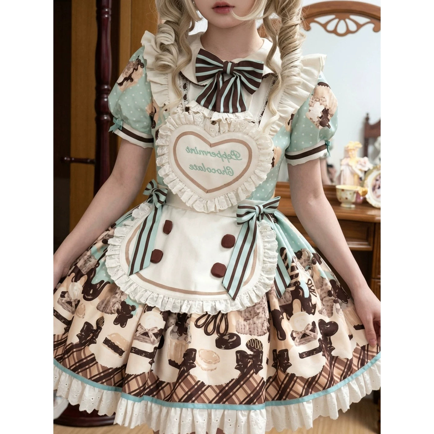 Creamy - Peppermint Chocolate Teddy Bear Sweet OP - Sweet Lolita