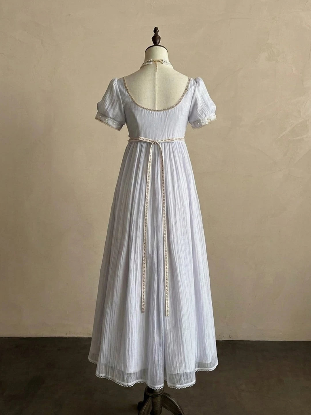 Creamy - Imperial Pleat - Purple empire-style dress with gold trim