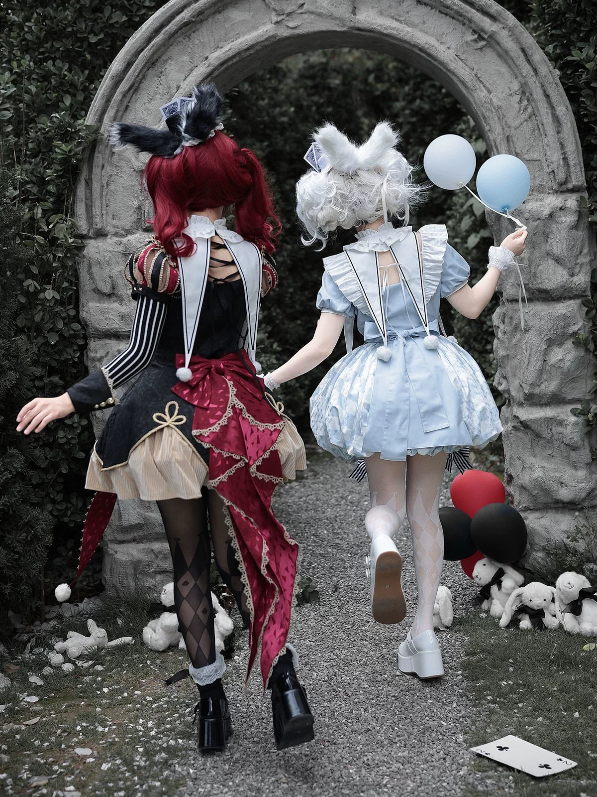 Letters from Unknown Star - For Alice - Doll-like Lolita Jacquard OP Dress Set, Elastic Bubble Hem