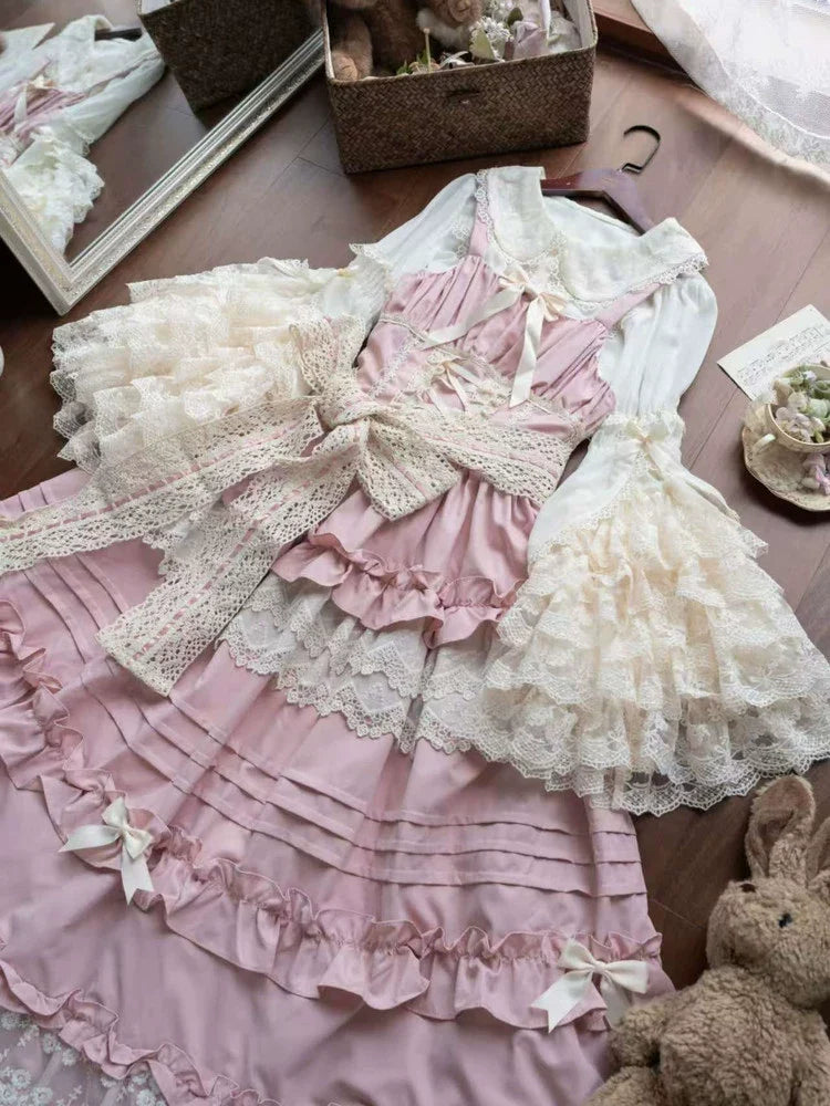 Qianmu - Granulated Sugar - Doll-like Sweet Lolita Lace Blouse, Hime Sleeve