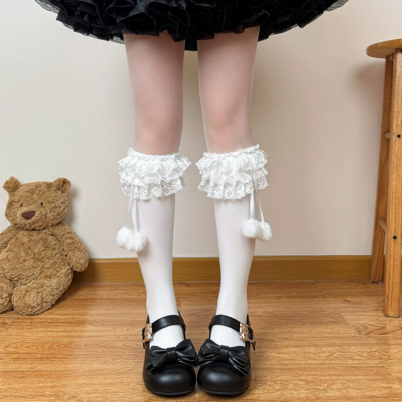 Chubby Bear Tales - Cake Ruffle - Lace Socks in Multiple Lengths