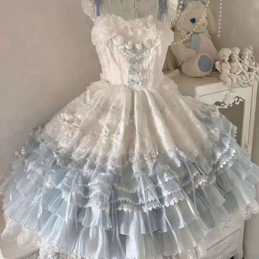 Sweetheart Dream Machine - Flower Wedding - Embroidered JSK with a Tiered Lace Skirt