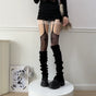 Large cross garter + over-the-knee knitted sock sleeve, black / One Size