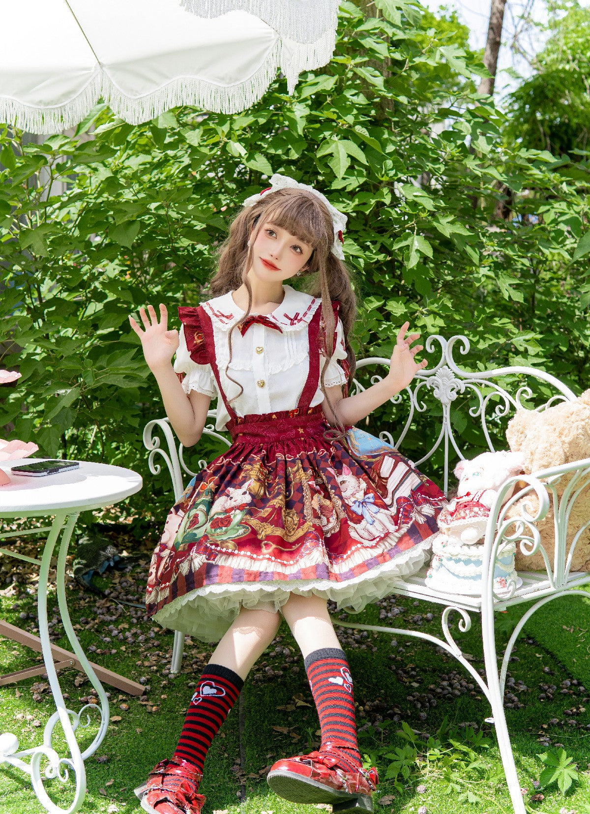 OCELOT - Crown Bear - Kawaii Lolita SK Daily Chiffon Skirt