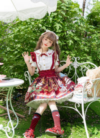 Leopard Cat - Crown Bear - Skirt with Bear Motifs - Burgundy / S