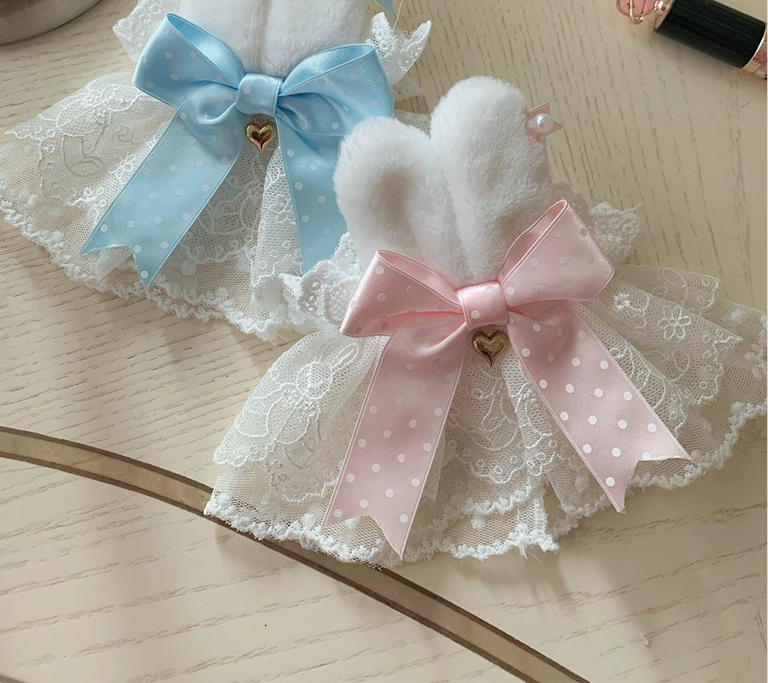 roji roji - Bunny-Ear Lace - Hand Sleeves with Polka-Dot Bows