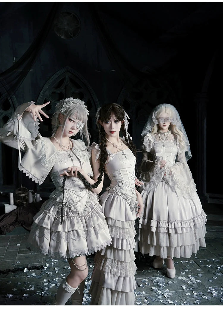 With PUJI - Humanoid Robot - Silver Gothic Lolita Mermaid Skirt Set