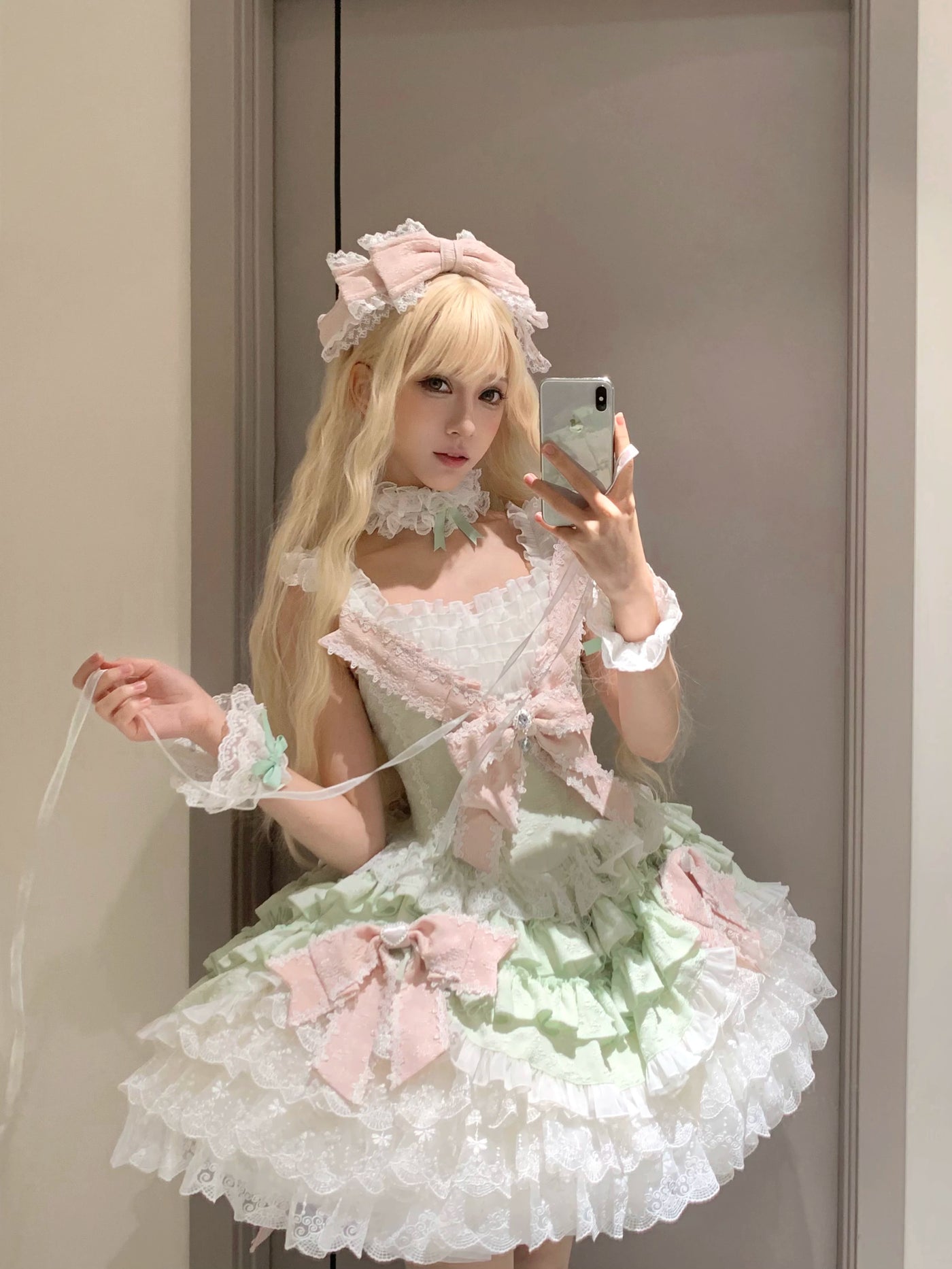Alice - Dream Bouquet - Lolita Skirt with Tiered Ruffles and Optional Train