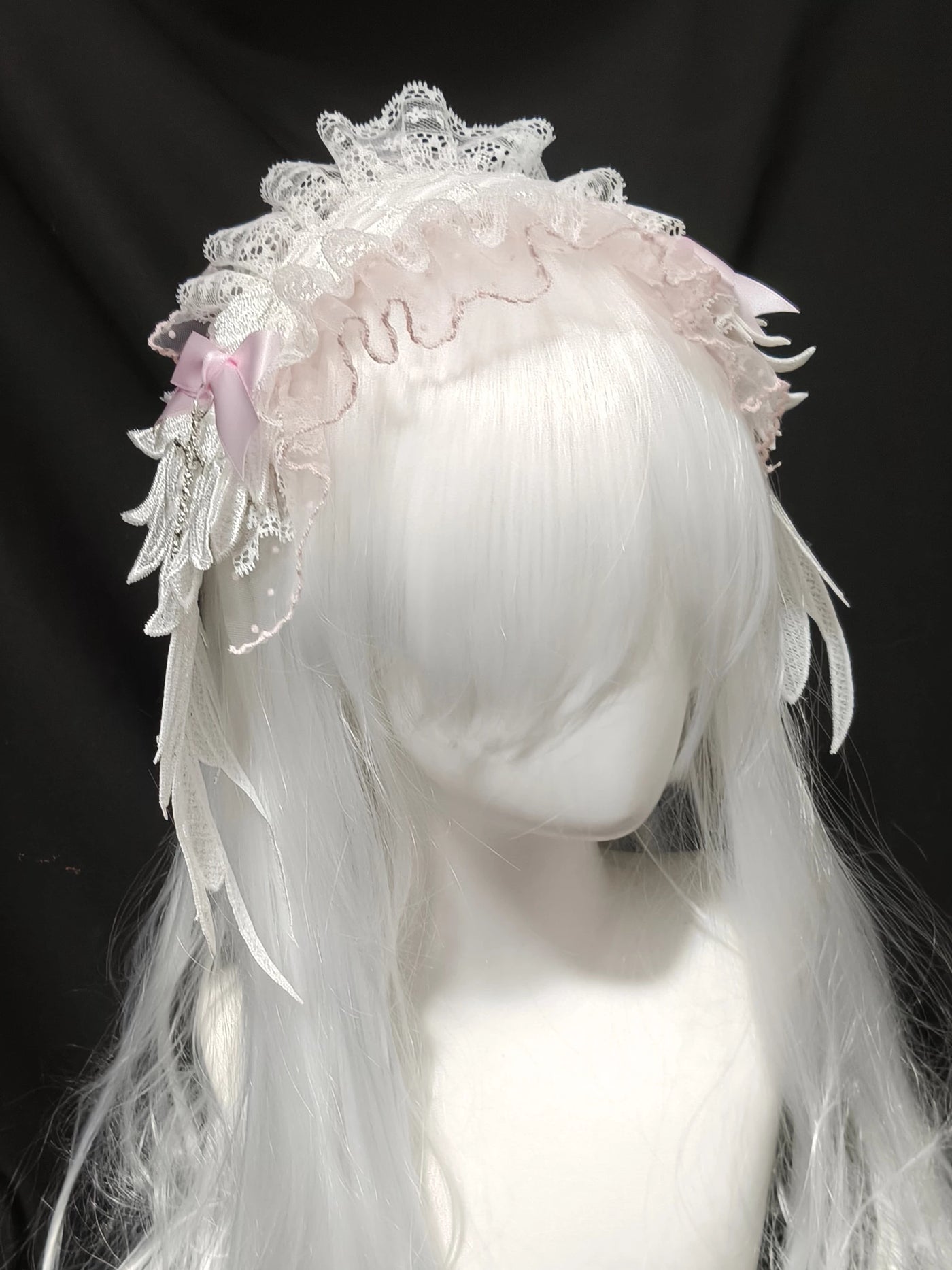 Dokisuru - Angel Lace - Pink or Blue Lace Hairband with Bow