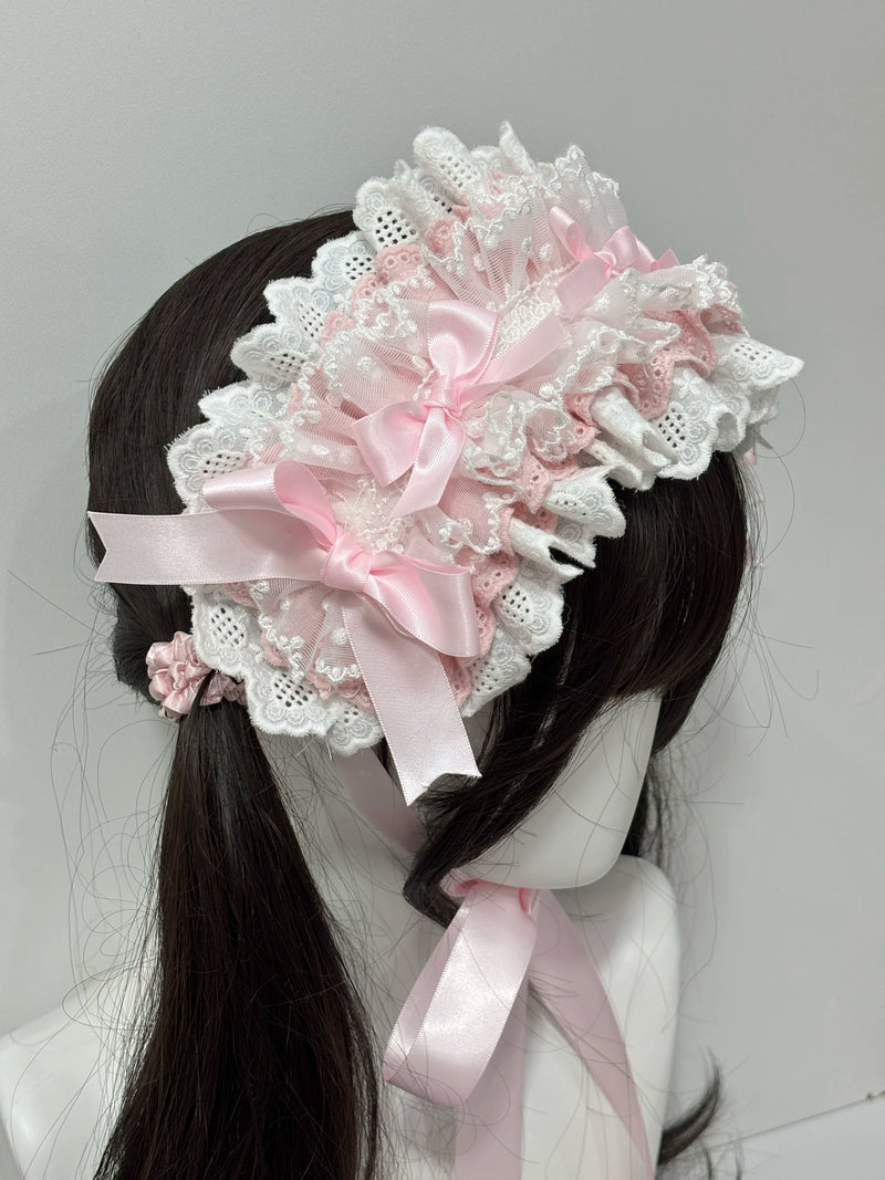 Cat Tart - Christmas Pastels - Headband with Layered Lace and Ribbon Bows
