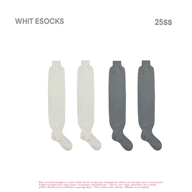 White Socks - Soft Rib - Knit Slouch Socks with Bubble Cuffs